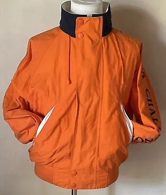 Vintage Neon Orange Nautica J Class Sailing Challenge Toasty Jacket Size Large • $49.59