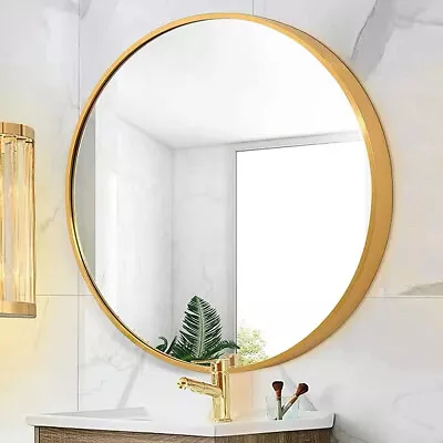 50/60/70/80cm Round Circle Framed Mirror Bathroom Bedroom Makeup Mirror Gold Alu • £16.95