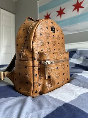 Cognac Brown MCM Backpack Stark Classic In Visetos • $500