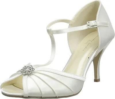 Bridal Wedding Shoes - ‘Perfume’ By Pink Paradox In Ivory Satin T-bar Size 5 38 • £39.99