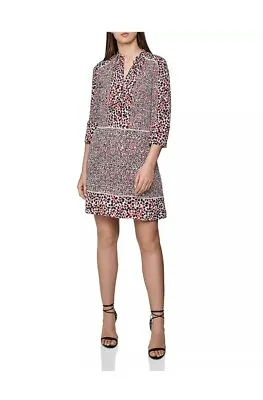 NWT Reiss Anush Red Multi Border Trimmed Printed Tea Dress Sz 6 • $75