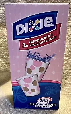 2008 DIXIE Bathroom Cups 3 Ounce Sz OPEN BOX Soft Pink Brown Tan Polka Dots USA • $15