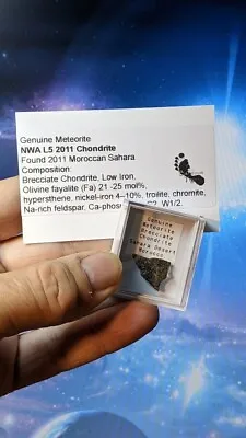 Genuine Small Meteorite Fragment NWA L5 2011 Chondrite 10-15mm Pocket Money! • £7.97