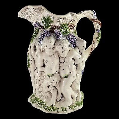 Minton Silenus Bacchus Grape Vine White Stoneware Jug 8.5”T Circa Pitcher 1975 • $76.50