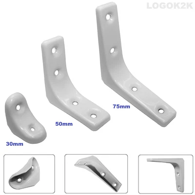 £2.90 • Buy Reinforced Angle Shelf Bracket Corner Brace Joiner Box Repair Metal White Sizes
