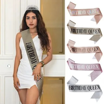 $16.08 • Buy Birthday Queen Crown Girl Women Bling Rhinestone Birthday Sashes Decoration