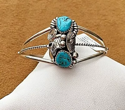 Sterling Silver .925 Kingman Turquoise Navajo Cuff Bracelet Signed Carolyn Nez • $124.05