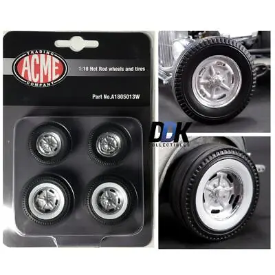 Acme A1805013w Chrome Salt Flat Wheel And Tire Set Of 4 Diecast 1:18 • $16.95