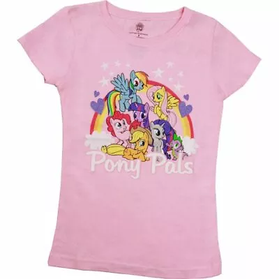 My Little Pony Pony Pals Rainbow Group Childrens Girls Cartoon Glitter T Shirt • $18.99