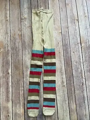 Matilda Jane Sz XL Gypsy Blue Neopolitan Tights Beige Cream Stripe Red Brown B8 • $14.99