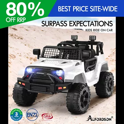 ALFORDSON Kids Ride On Car Toy Jeep Electric 12V 60W Motors R/C LED Lights White • $185.95