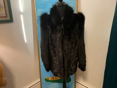 WONDERFUL Dark MINK With Black FOX TRIM Just Gorgeous Size MED. • $179