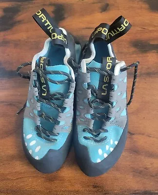 La Sportiva Women’s Rock Climbing Shoes US5 EU37 10QTU Tarantulace Leather Blue • $20