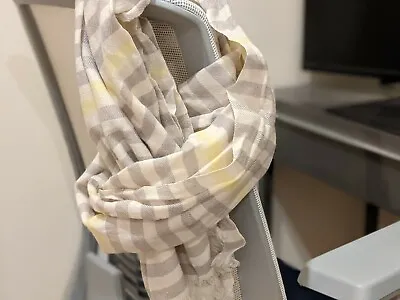 J.crew 100% Wool Scarf White With Light Grey And Yellow Stripe • $18