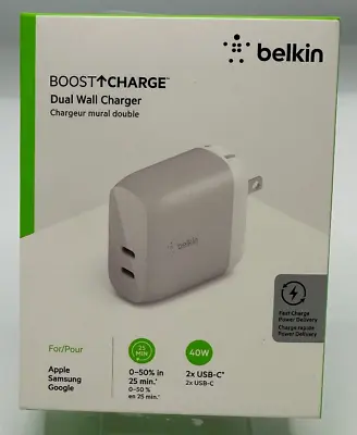 Belkin Boost Charge Dual Wall Charger 40W - White New Open Box • $13.99