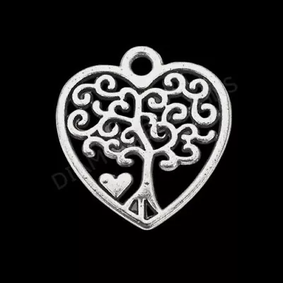£2.99 • Buy 20 Pcs Tibetan Silver Tree Of Life Heart Charms Pendant Nature Pagan Wiccan Q15