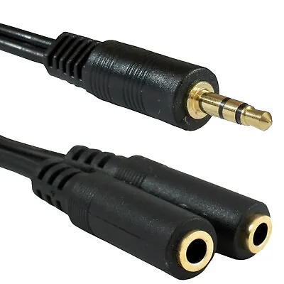 £3.48 • Buy 3.5mm Jack Headphone AUDIO SPLITTER Stereo Lead Y Cable 2 Way Adapter GOLD AUX