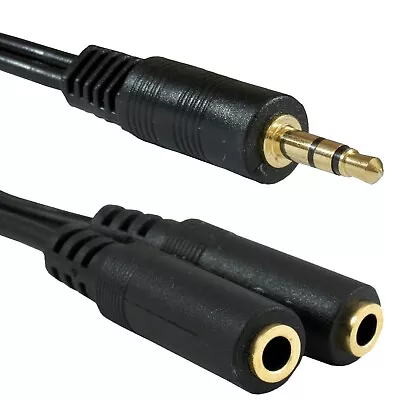 3.5mm Jack Headphone AUDIO SPLITTER Stereo Lead Y Cable 2 Way Adapter GOLD AUX • £3.78