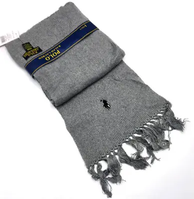 Polo Ralph Lauren Men's Blended Wool Classic Logo Scarf Gray One Size • $19.99