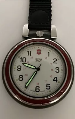 Rare-VITORINOX Swiss Army-Swiss Made Unisex Red Bezel Pocket Watch W/Lume Hands • $199