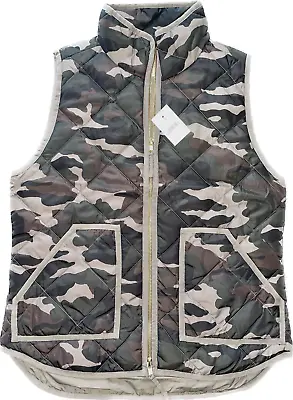 J.CREW NEW Lightweight Quilted Down Excursion Vest Camouflage Camo NWT Small • $19.99