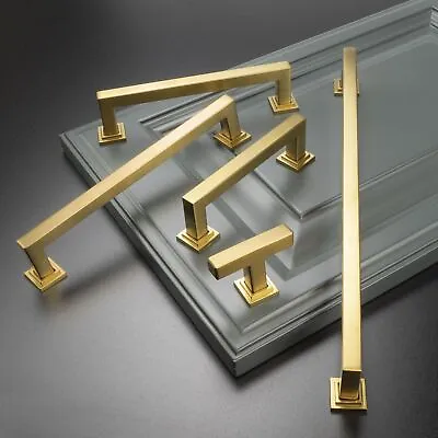 Gold Satin Brass Brushed Modern Cabinet Handles Pulls Kitchen Hardware Stainless • $9.79