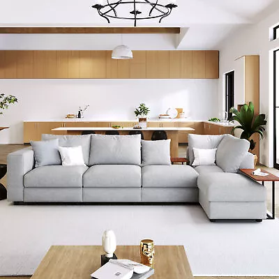 L Shape Sofa Sectional Couch W/ Adjustable Ottoman 2 Pillows Coffee Table Living • $877.23