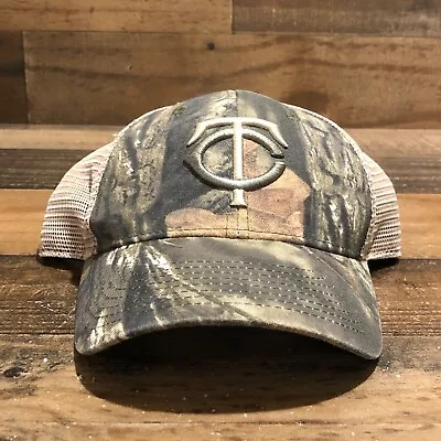 Minnesota Twins Hat Snapback Cap Mens Beige Camo MLB Baseball Hunting Mesh Back • $30.88