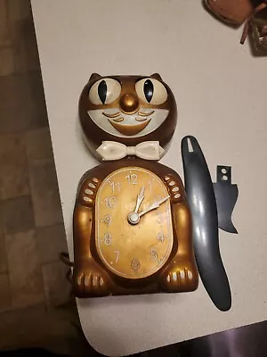 Vtg Rare 1950s Copper Electric Kit Cat Klock Kat Clock Works • $61