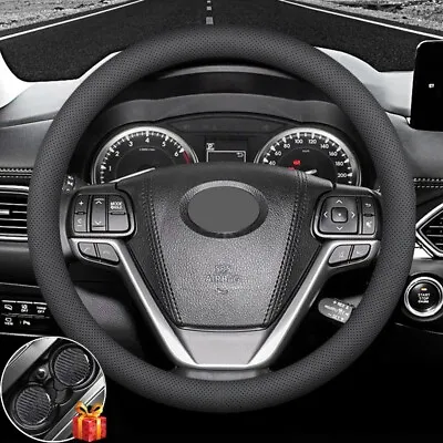 15  38cm Car Steering Wheel Cover Genuine Leather Car Accessories Universal • $31.99