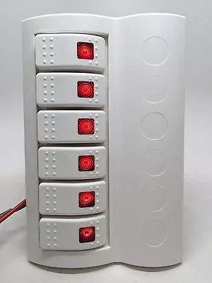 $45.01 • Buy Marine Boat Waterproof White Switch Panel Circuit Breaker 6 Gang Red LED Rocker