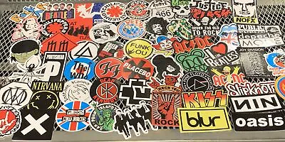 100 Count Rock Band Logo Stickers Decal Lot Heavy Metal Punk Music Vinyl • $12.98