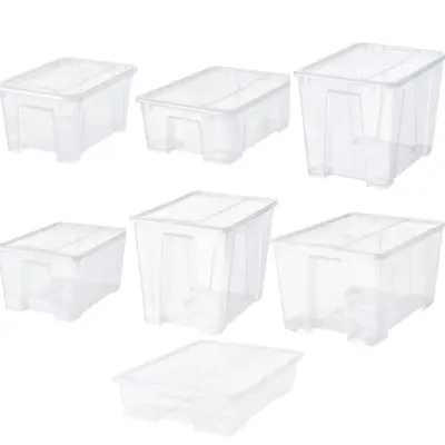 Ikea Plastic Storage Boxes Clear Box With Lid Quality Stackable Office Home • £8.82