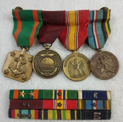 Vintage Military Medals And Stripes Ribbon Bar Pins • $24.95