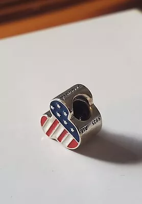 Mickey Disney American Flag Pandora Charm Sterling Silver • $0.99