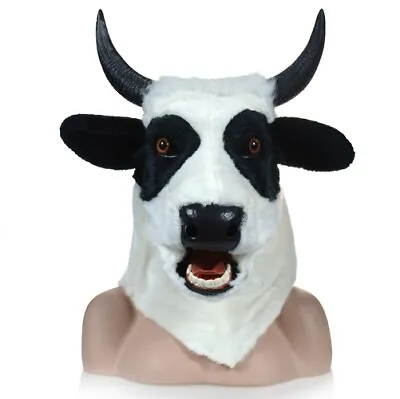 White Cow Mascot Costume Can Move Mouth Head Suit Halloween Outfit Cosplay Adult • $170.95