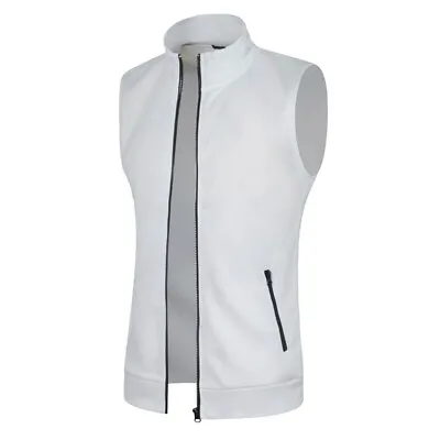 Mens Casual Sleeveless Jacket Vest W/ Pocket Polyester Regular Waistcoat Tops • $24.56