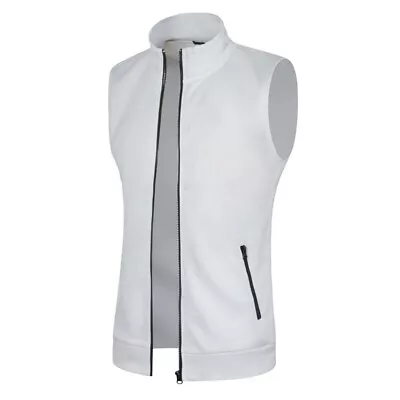 Mens Sleeveless Jacket Vest W/ Pocket Polyester Regular Waistcoat Tops Casual • $24.02