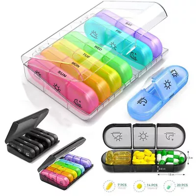 7 Day Weekly Case Dispenser Medicine Tablet Organizer Storage Container Pill Box • $10.06