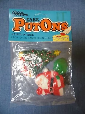 Vtg Wilton Cake Tops Cake Decorating 1980 Christmas Holiday Santa Tree Put Ons • $9.99