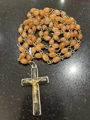 Vintage / Antique Celluloid & Metal Rosary Beads & Crucifix  And St Christopher • £9.99