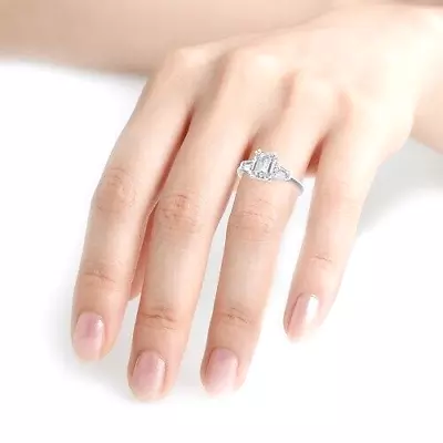 3.00 Ct IGI/GIA Lab Grown Diamond Wedding Ring Emerald + Baguette 14K White Gold • $2555
