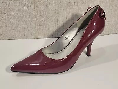 Maurices Women 6.5 M Mauve Red Pointed Toe High Heel Pump Bow Shoe Dress Classic • $24.99