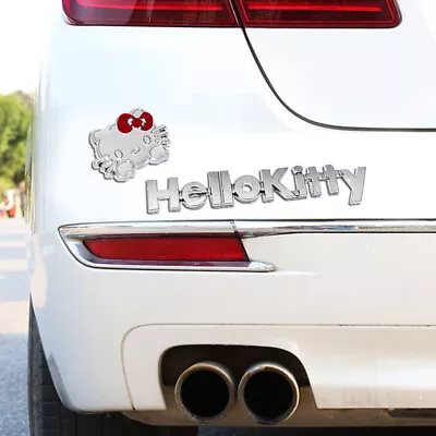 HELLO KITTY Auto Car Glossy Chrome Metal Decal Emblem 3D Sticker • $13.79