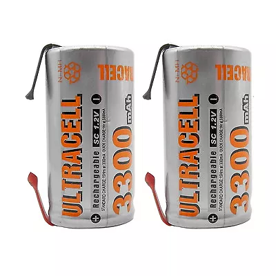 2PCS 3300mAh Sub C 1.2V Ni-MH Rechargeable Battery Tabs Tools RC Pack UltraCell • $9.16