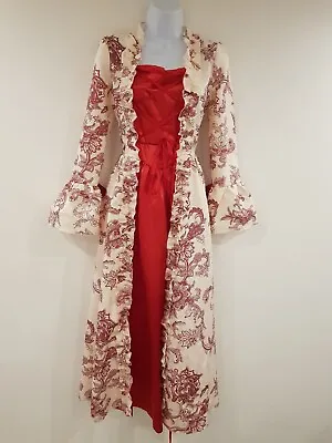 Vintage Dress Red Long Maxi Retro Tudor Medieval Renaissance Corset Costume Bow • £59