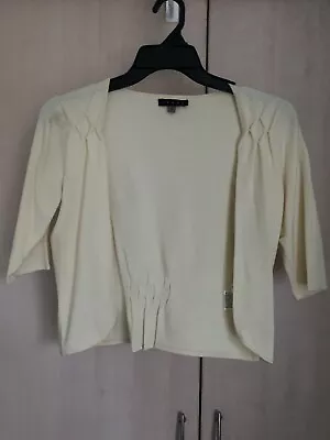 COAST  Size 8 Pale Yellow Bolero Cardigan/Cover Up With Half Sleeves  - Wedding • £10