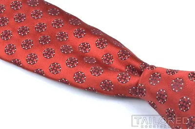 ISAIA Red Geometric 100% Silk 7 FOLD Mens Luxury Tie - 3.25  • $65