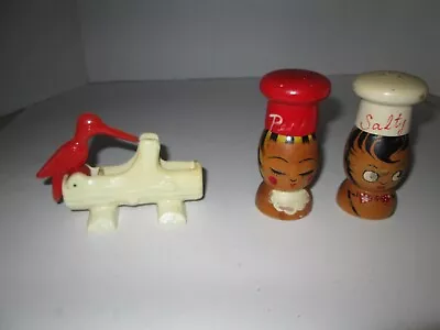 Vtg Volco RARE Wooden Salty & Peppy W Woodpecker Toothpick Dispenser • $19.95