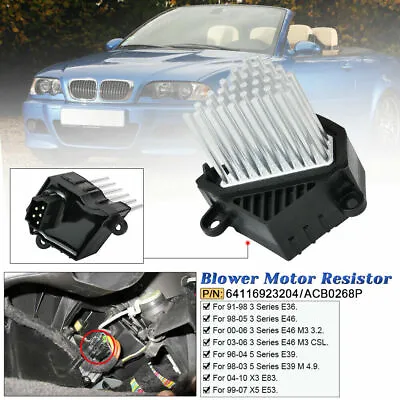 For BMW E39 E46 X3 64116923204 Final Stage Heater Blower Motor Fan Resistor • $19.89